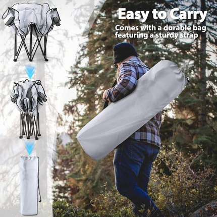 Double Camping Loveseat,  Heavy-Duty Portable With Strap & Cup Holders