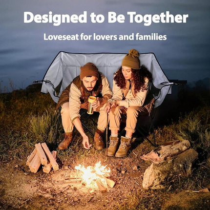 Double Camping Loveseat,  Heavy-Duty Portable With Strap & Cup Holders