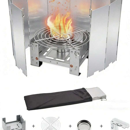 2pcs/Set Stove Set, 1pc 12-Piece Windshield And 1pc Aluminum Alloy Stove With Drawstring Bag