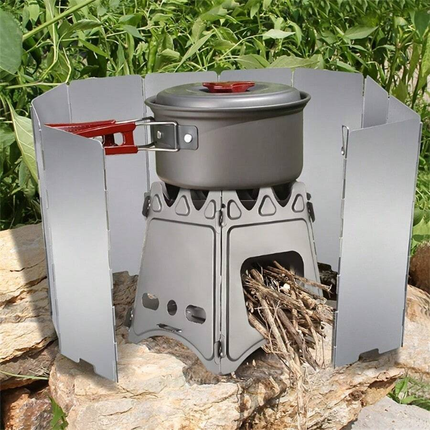 2pcs/Set Stove Set, 1pc 12-Piece Windshield And 1pc Aluminum Alloy Stove With Drawstring Bag